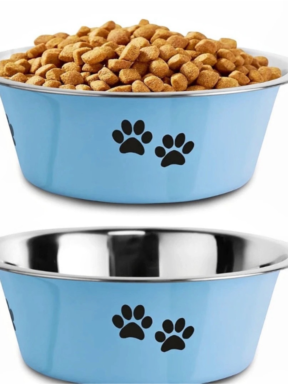 Blue & Silver Pet Bowls Set